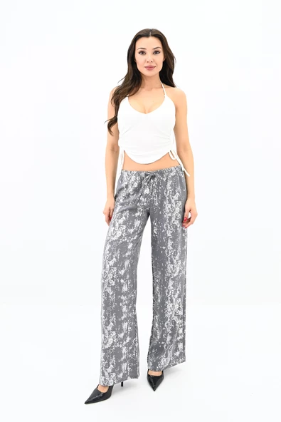 Kadın Varak Baskılı Palazzo Pantolon 6272-24 - 6