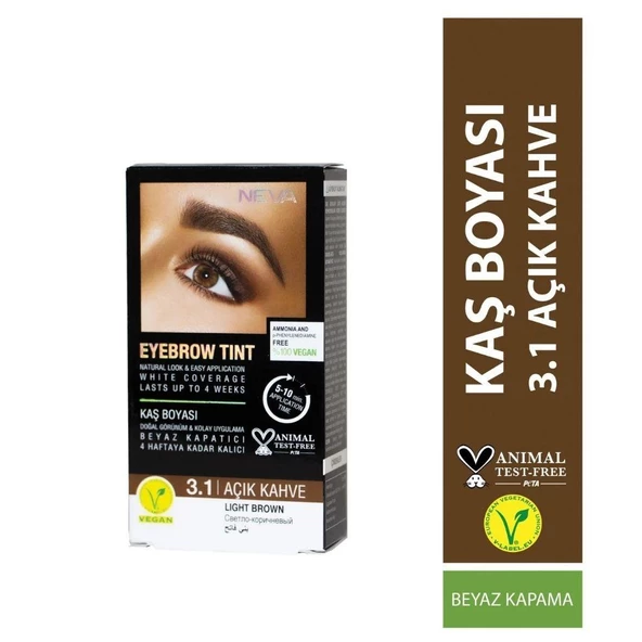 Neva Eyebrow Tint Vegan Kaş Boyası Seti 3.1 Açık Kahve