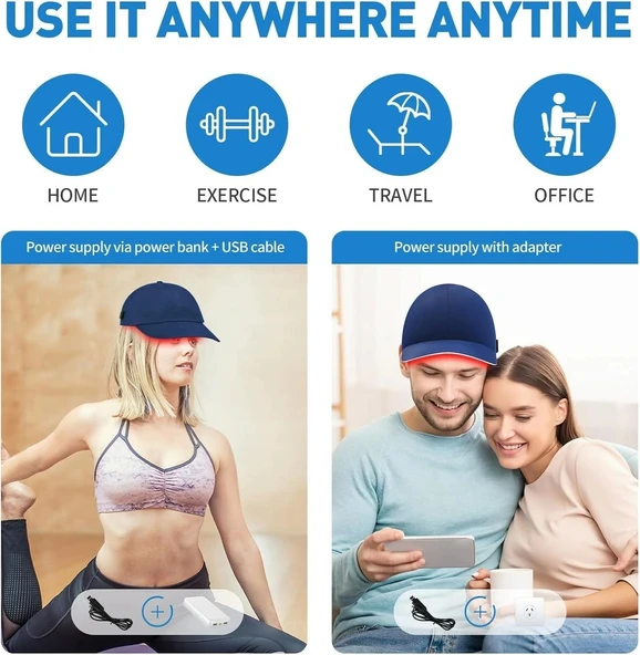 LONLIKE Işık Terapi Şapkası, Zamanlayıcı ve Kontrol Cihazı ile Baş İçin - 4