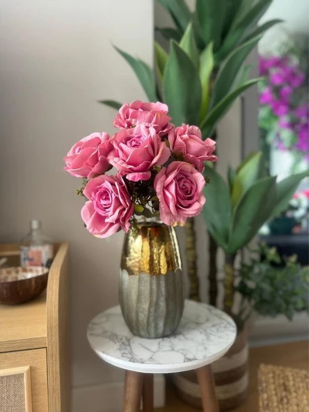 Nettenevime Yapay Çiçek 7li Gül Demeti 40*30cm 1.Kalite Büyükboy FUŞYA PEMBE ürün görseli