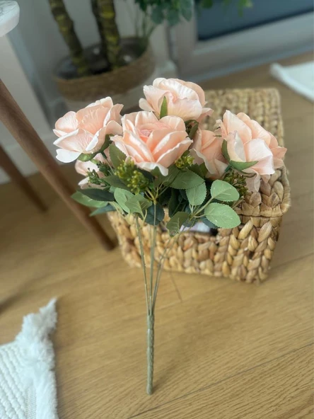 Nettenevime Yapay Çiçek 7li Gül Demeti 40*30cm 1.Kalite Büyükboy YAVRUAĞZI - Resim 4