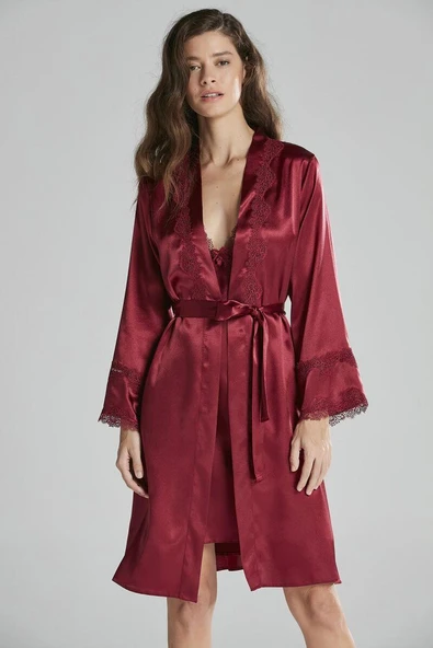 Pierre Cardin 6965 Saten Gecelik Sabahlık Pijama Takım Şort Takım 6'lı Gelin Çeyiz Seti - 6