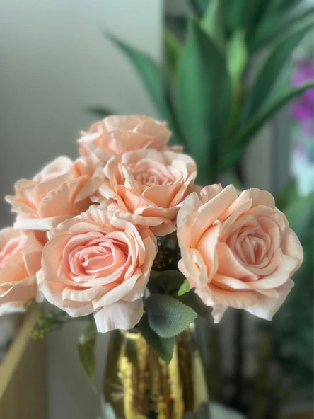 Nettenevime Yapay Çiçek 7li Gül Demeti 40*30cm 1.Kalite Büyükboy YAVRUAĞZI - Resim 3