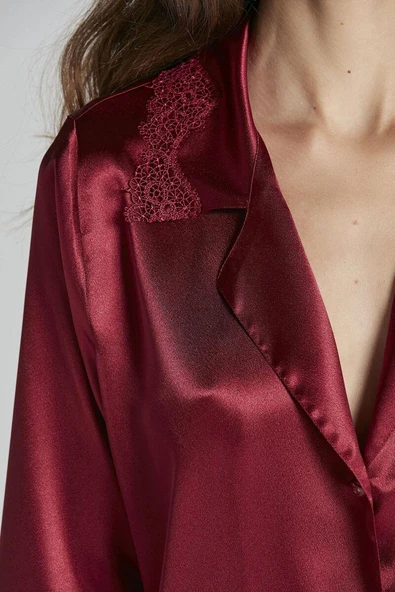 Pierre Cardin 6965 Saten Gecelik Sabahlık Pijama Takım Şort Takım 6'lı Gelin Çeyiz Seti - 12