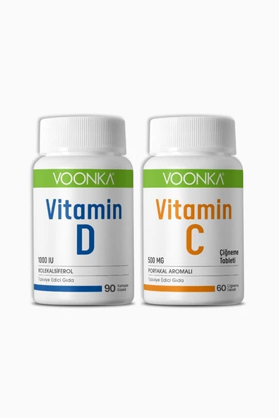 Voonka C Vitamini 62 Çiğneme Tableti ve Vitamin D 102 Kapsül
