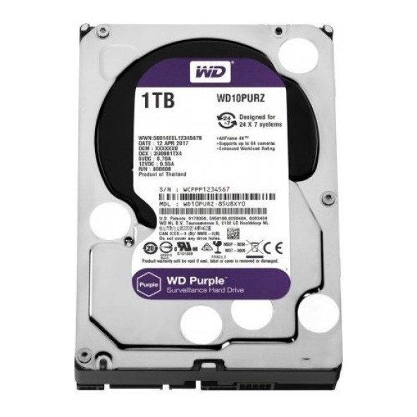 WD 1tb Wd Purple Sata 6gbs 64MB Dv 7X24 WD10PURZ