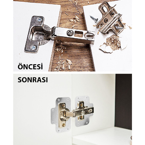 Mobilya Dolap Kapak Tamir Seti Kırık Tas Menteşe Vida Yeri Onarım Takımı - 3