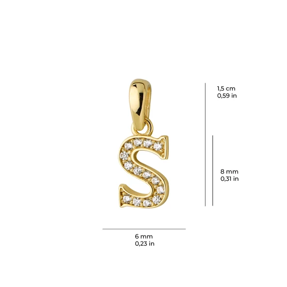 14 Ayar Altın S Harfi Taşlı Kolye Ucu 0,50 gr - Resim 3