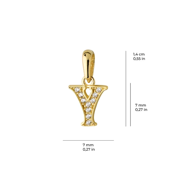 14 Ayar Altın Y Harfi Taşlı Kolye Ucu 0,47 gr - Resim 3