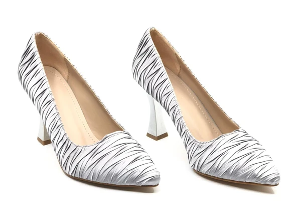 Feles Kırışık Saten Stiletto Kadın Topuklu Ayakkabı - 7