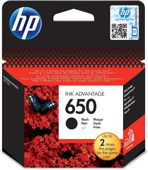 HP 650 Siyah Mürekkep Kartuş (CZ101AE)