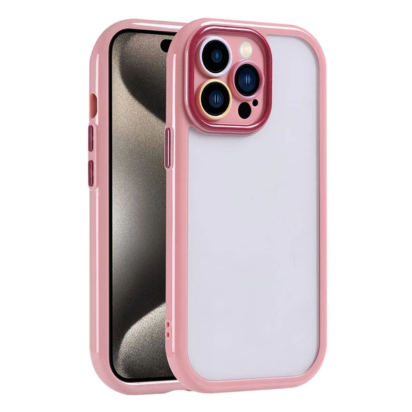 Gpack Apple iPhone 15 Pro Kılıf Kenar ve Çerçeve Renkli Kamera Korumalı Vitamin Kapak - 3