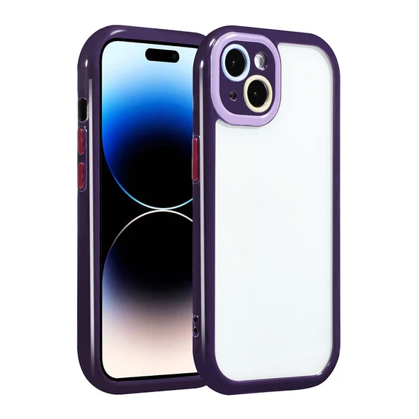 Gpack Apple iPhone 14 Kılıf Kenar ve Çerçeve Renkli Kamera Korumalı Vitamin Kapak - 4