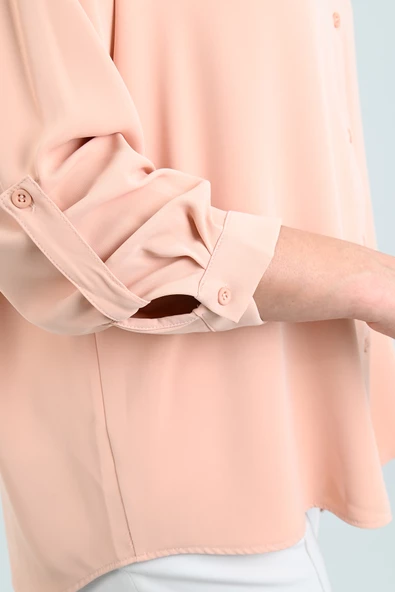 Kadın Büyük Beden Bağlama Detaylı Gömlek 1709-25 - 8