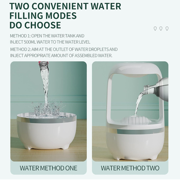 Ev ve Ofis için Havalanan Yağmur Damlası Tasarımı,  Akıllı Ultrasonik Soğuk Sis Hava Nemlendirici - 3