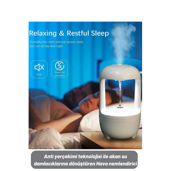 Ev ve Ofis için Havalanan Yağmur Damlası Tasarımı,  Akıllı Ultrasonik Soğuk Sis Hava Nemlendirici - 5