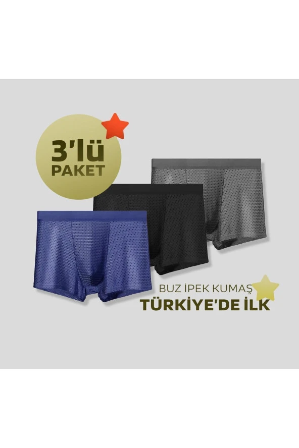 Dikişsiz Buz Ipek Ter Uzaklaştıran Spor Sürdürülebilir Özel Erkek Iç Giyim 3 Parça 1001 Boxer