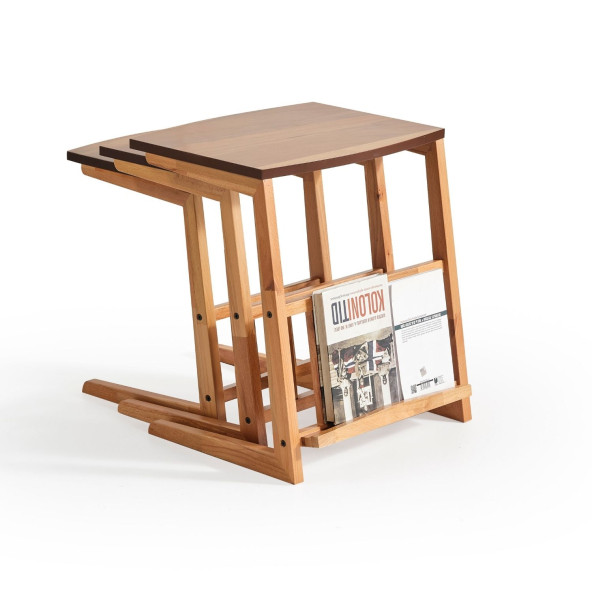 C sehpa, Zigon sehpa, Gazetelik, Dergilik, Servis sehpası, Sunum sehpası, Ahşap sehpa - 2