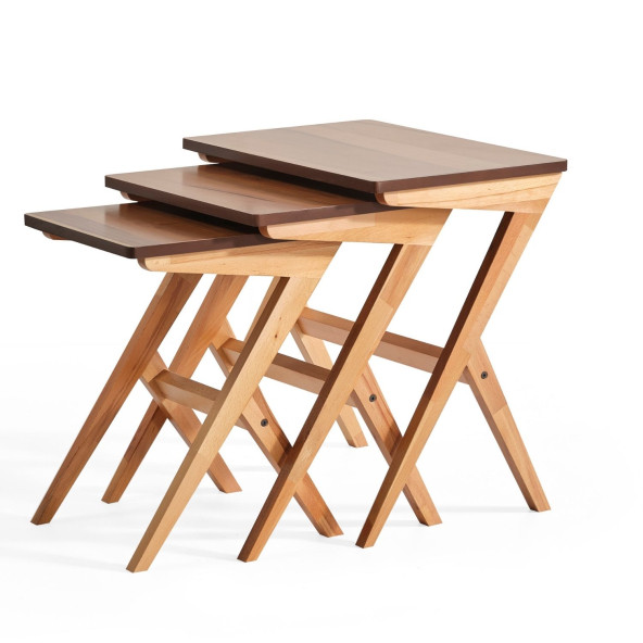 Zigon sehpa, Ahşap sehpa, yan sehpa, 3lü sehpa, modern sehpa