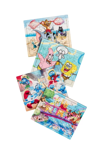 Çocuklar için Ahşap Eğitici Öğretici Renkli Puzzle YapBoz 4'Lü Set 30 Parça