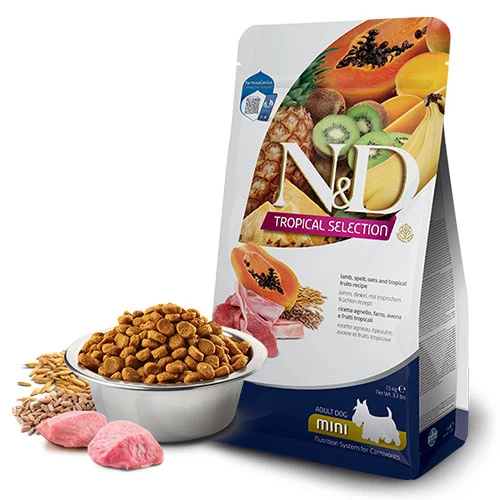 N&D Tropical Selection Kuzu Etli ve Tropikal Meyveli Mini Irk Yetişkin Köpek Maması 5 Kg