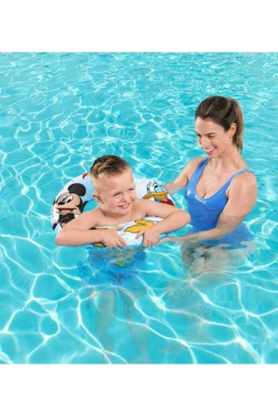 Mickey Desenli 56 Cm Simit, Çocuk Deniz Simidi - Mavi Su Dünyası - 4