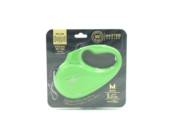 Doggie Master Serisi Otomatik Uzatma Tasması M 25kg 5mt Yeşil