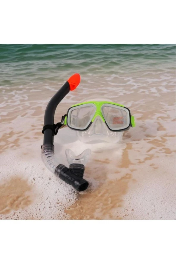 Aqua Flow Sport Şnorkel Set 8+ 15 Yaş Arası Gri-Yeşil-Beyaz Renk Mavi Su Dünyası