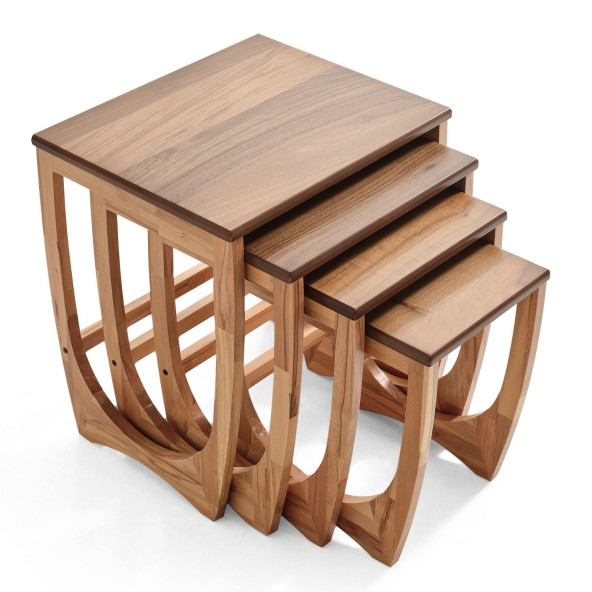 Zigon sehpa, Dörtlü sehpa, Ahşap sehpa, Yan sehpa, Servis sehpası, Modern sehpa - 2