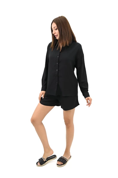 Kadın Uzun Kollu Gömlek Yaka İkili Takım 4096-25 - 4