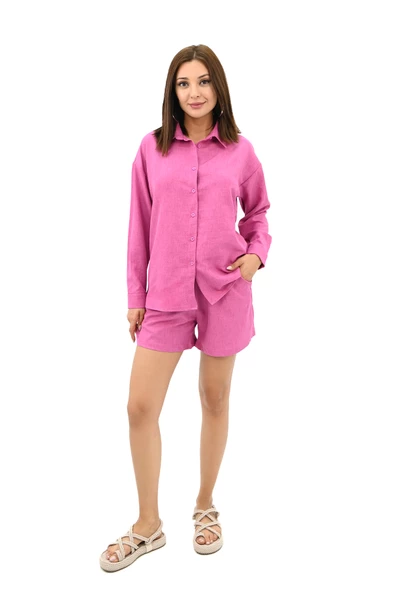 Kadın Uzun Kollu Gömlek Yaka İkili Takım 4096-25 - 7