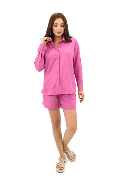 Kadın Uzun Kollu Gömlek Yaka İkili Takım 4096-25 - 9