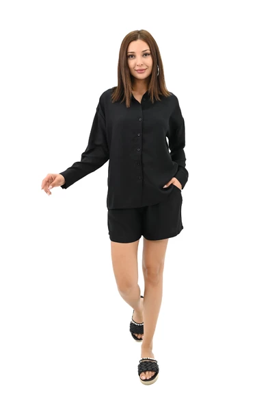 Kadın Uzun Kollu Gömlek Yaka İkili Takım 4096-25 - 2