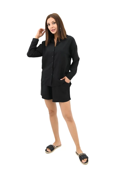 Kadın Uzun Kollu Gömlek Yaka İkili Takım 4096-25 - 3