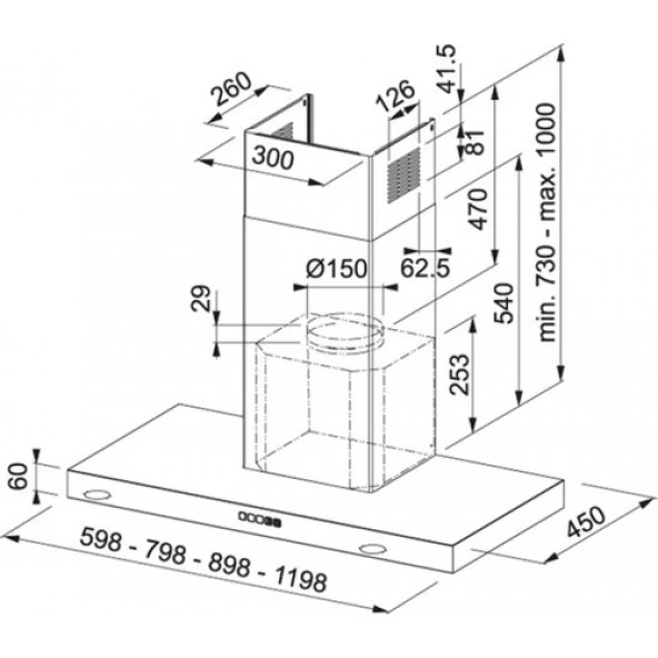 Davlumbaz Tale 915 W Matt Black - 3