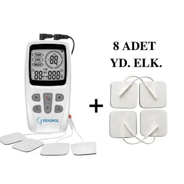Fizyopol Tens EMS Masaj Cihazı ve 8'li Yedek Kablolu Elektrod