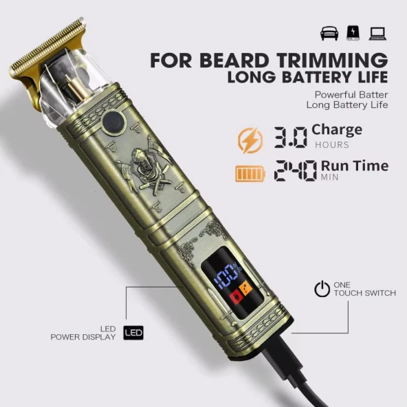 KP-2931 Profesyonel Saç Sakal Ense Vücut Lazer Öncesi Kuaförlere Özel Tıraş Makinesi Demir Kasa - 4