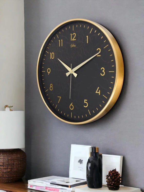 Galaxy 717-A-4 Serisi Klasik Rakamlı Metal Görünümlü Sessiz Akar Modern Duvar Saati 40 cm - Resim 2