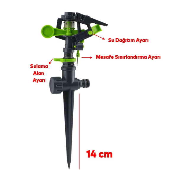 Toprağa Gömmeli Hareketli Vurmalı Tabanca Plastik Kazıklı Su Fıskiyesi Bahçe Çim Sulama Aparatı - 2