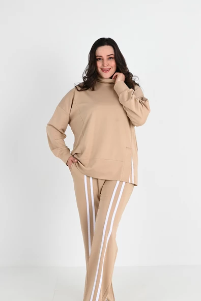 Kadın Büyük Beden Balıkçı Yaka Eşofman Takımı 8070-24 - 7