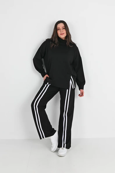 Kadın Büyük Beden Balıkçı Yaka Eşofman Takımı 8070-24 - 2