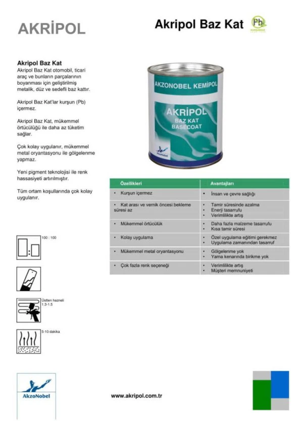 AkzoNobel Bazkat Pasific Mavi FRD18:FT 1 Litre - Resim 3