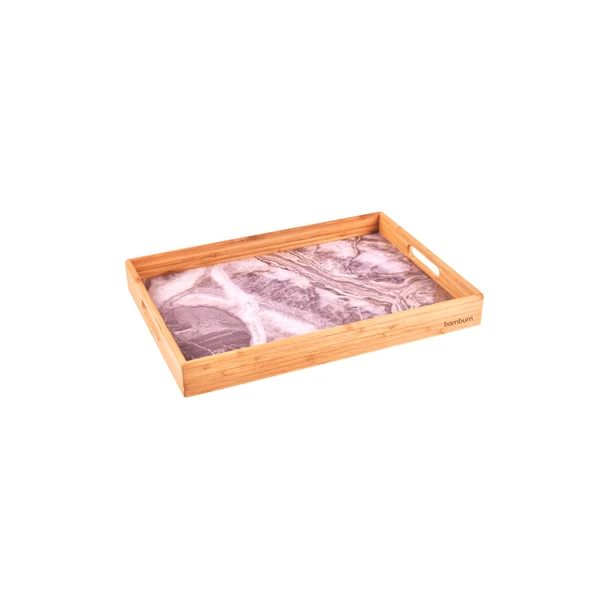 Marbella - Mermer Desenli Tepsi Kahverengi Küçük - 2