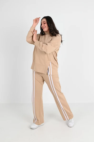 Kadın Büyük Beden Balıkçı Yaka Eşofman Takımı 8070-24 - 6