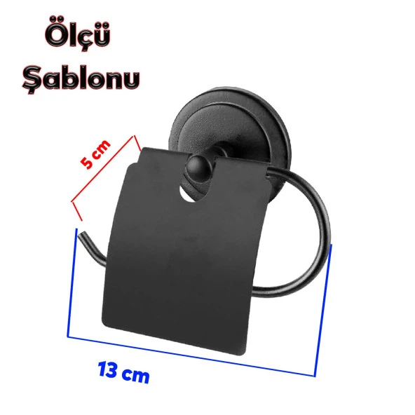 Tuvalet Kağıtlık Aparat Kapalı WC Kağıt Standı Paslanmaz Yapışkanlı Metal Sağlam Siyah Renk - 2