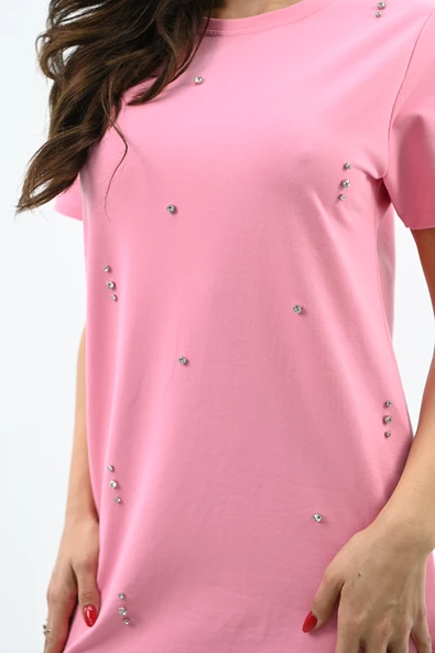 Kadın Taşlı Kısa Kollu Elbise 5212-24 - 11