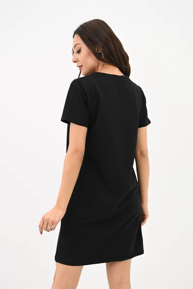 Kadın Taşlı Kısa Kollu Elbise 5212-24 - 5