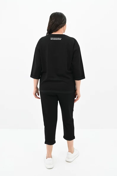 Kadın Büyük Beden Etiket Detaylı Eşofman Takımı 8100-24 - 9