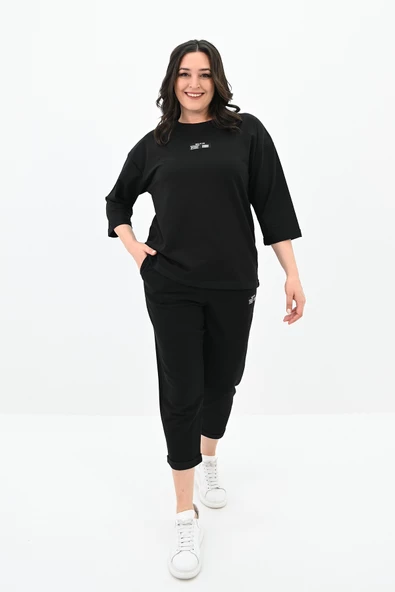 Kadın Büyük Beden Etiket Detaylı Eşofman Takımı 8100-24 - 7