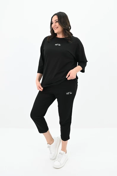 Kadın Büyük Beden Etiket Detaylı Eşofman Takımı 8100-24 - 8